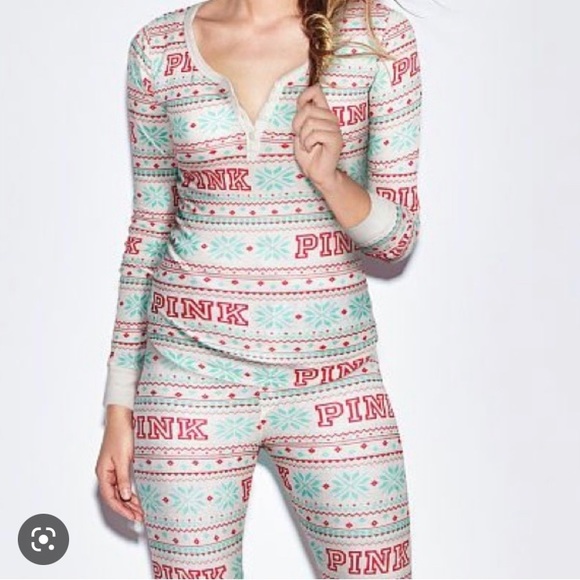 VS Pink 3 piece pajama set - Picture 1 of 7